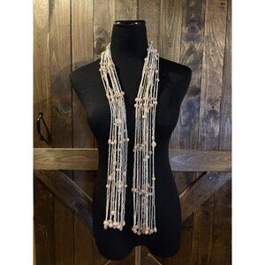 Cream Long Seed Bead Lariat Necklace Body Jewelry Belt Boho Beach Tribal Ethnic